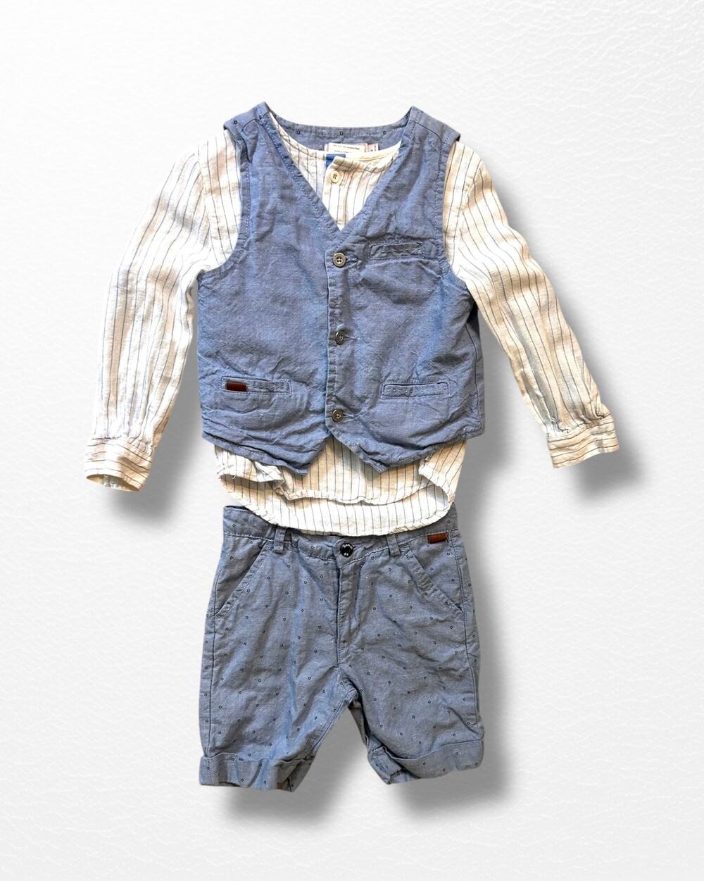 Boboli 3 Piece Linen Blend Shorts Set, Size 4